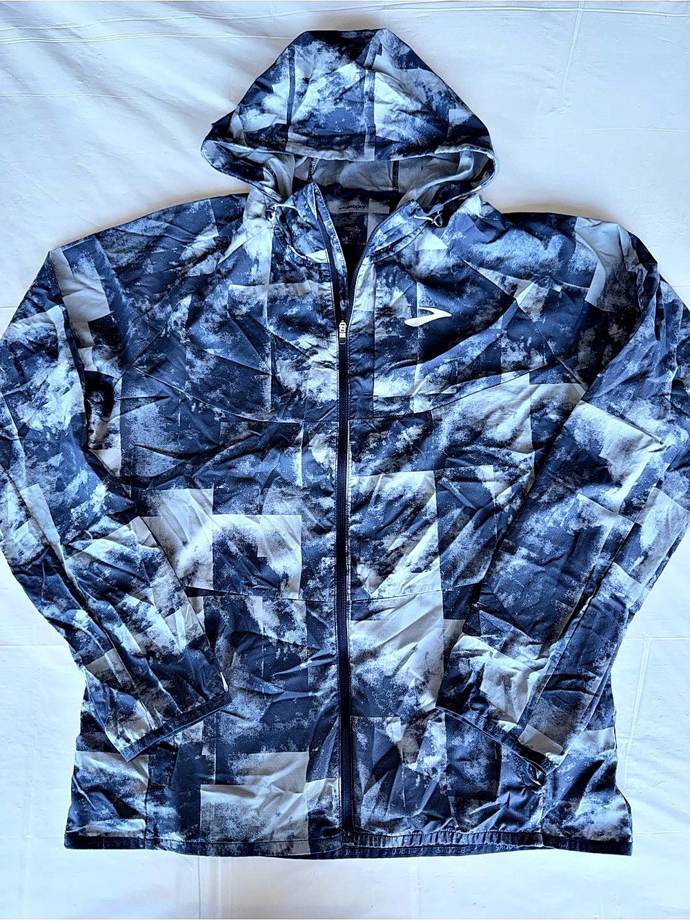 Brooks Canopy Packable Jacket Men's Windbreaker Blue & White Medium